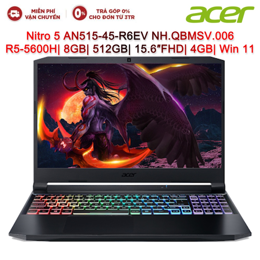 Laptop ACER Nitro 5 AN515-45-R6EV NH.QBMSV.006 R5-5600H| 8GB| 512GB| 15.6″FHD| 4GB| Win11