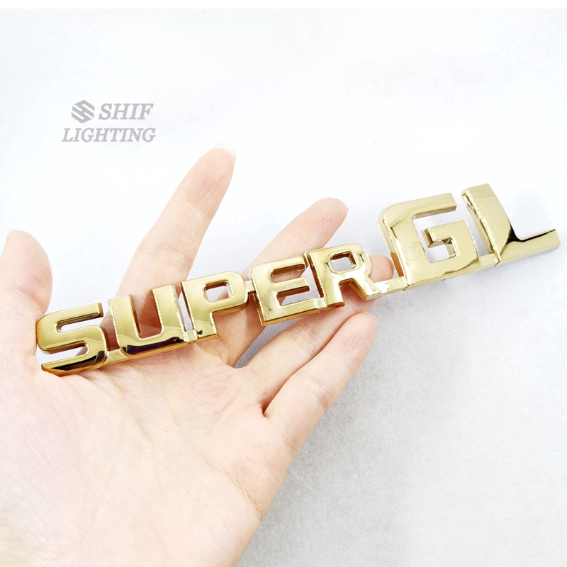 1 x ABS Gold SUPER GL Logo Letter Car Side Rear Trunk Emblem Sticker Badge Decal Replacement For TOYOTA HIACE