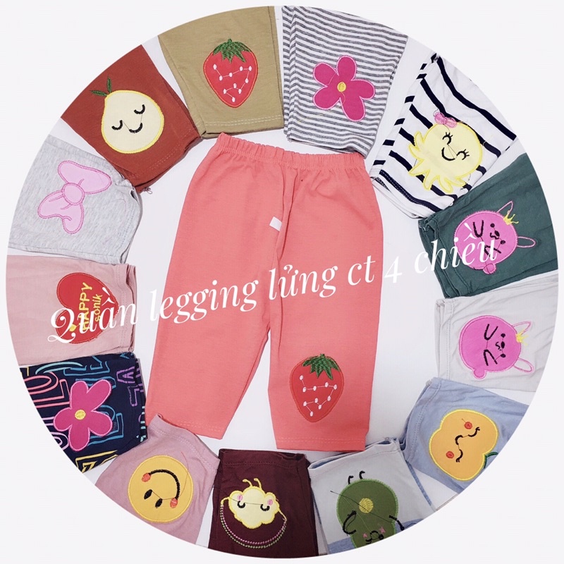 Combo 5 quần legging 4 chiều thêu thun mát cho bé gái