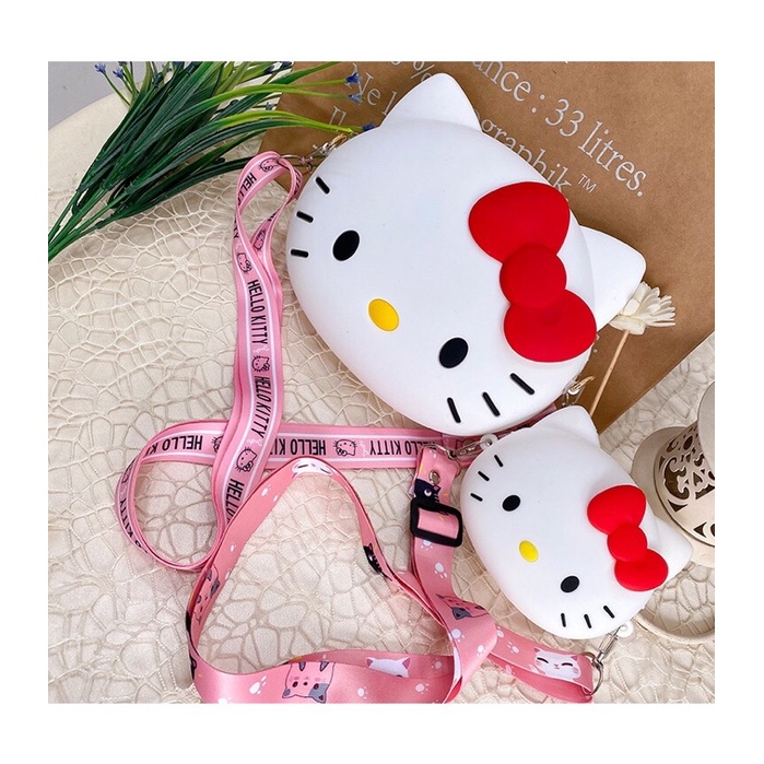 Túi đeo chéo silicon Hello Kitty