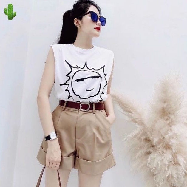 Quần shorts LẬT LAI Công sở vải tuyết mưa (SML)