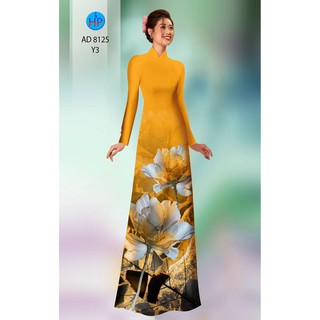 Vải may áo dài họa tiết hoa văn 3D AD8125, chất liệu Bảo Anh