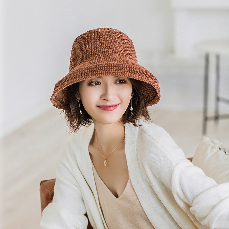 2019 Korean style autumn and winter style solid color round brim fisherman hat