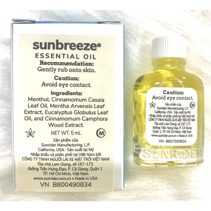 Tinh Dầu  SUN BREEZE - Nhập Khẩu Từ MỸ Của Tập Đoàn Sunrider