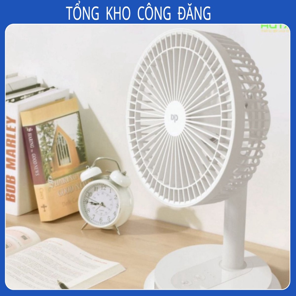 Quạt Tích Điện Pin Sạc Để Bàn Cao Cấp DP 7627, 3 Chế Độ Mát, Có Đèn Phụ