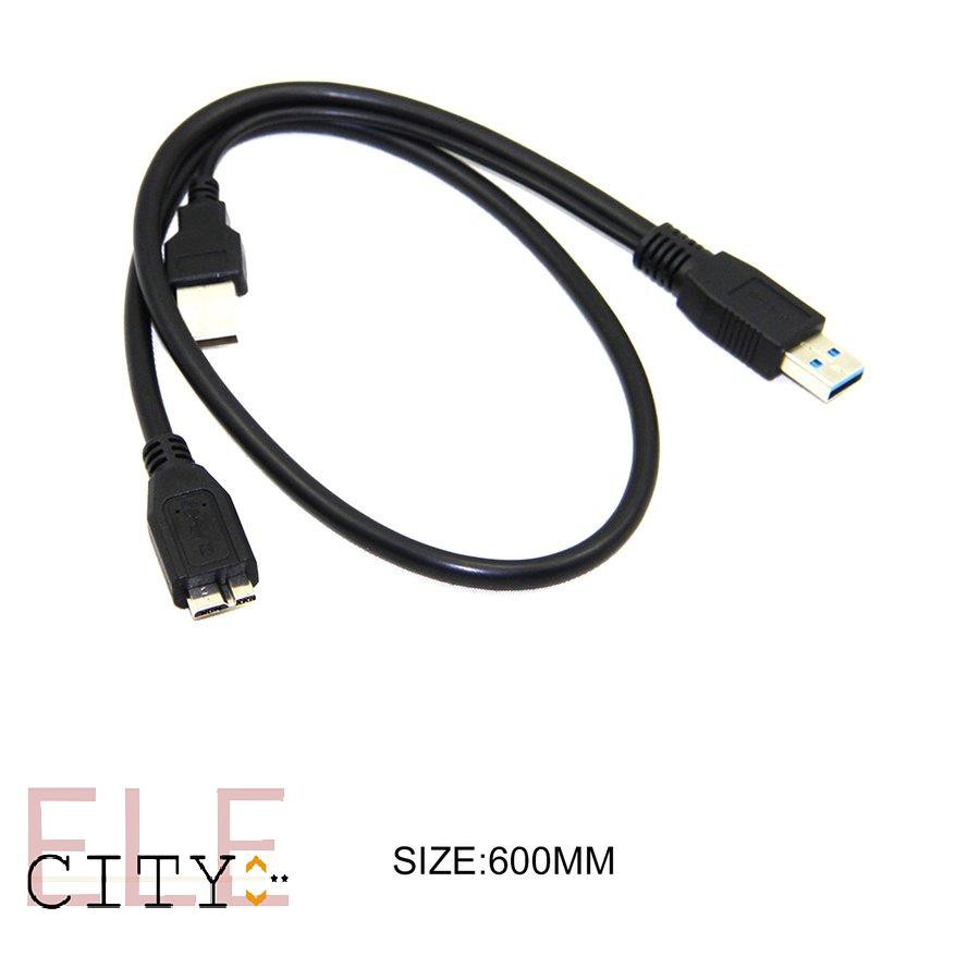 ✨COD✨0.6m Dual USB 3.0 A Male to Micro B Y Black Power Data Cable Mobile Hard Disk