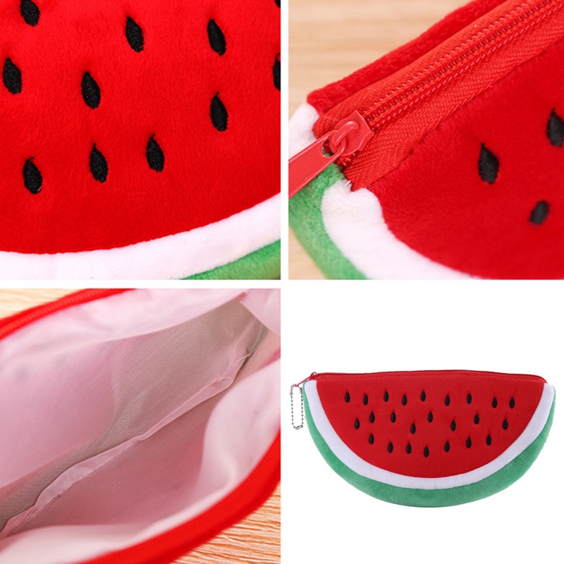 Túi Đựng Bút/ Đồ Trang Điểm/ Bút Hình Dưa Hấu Bằng Vải Bông Dễ Thương Tiện Dụng