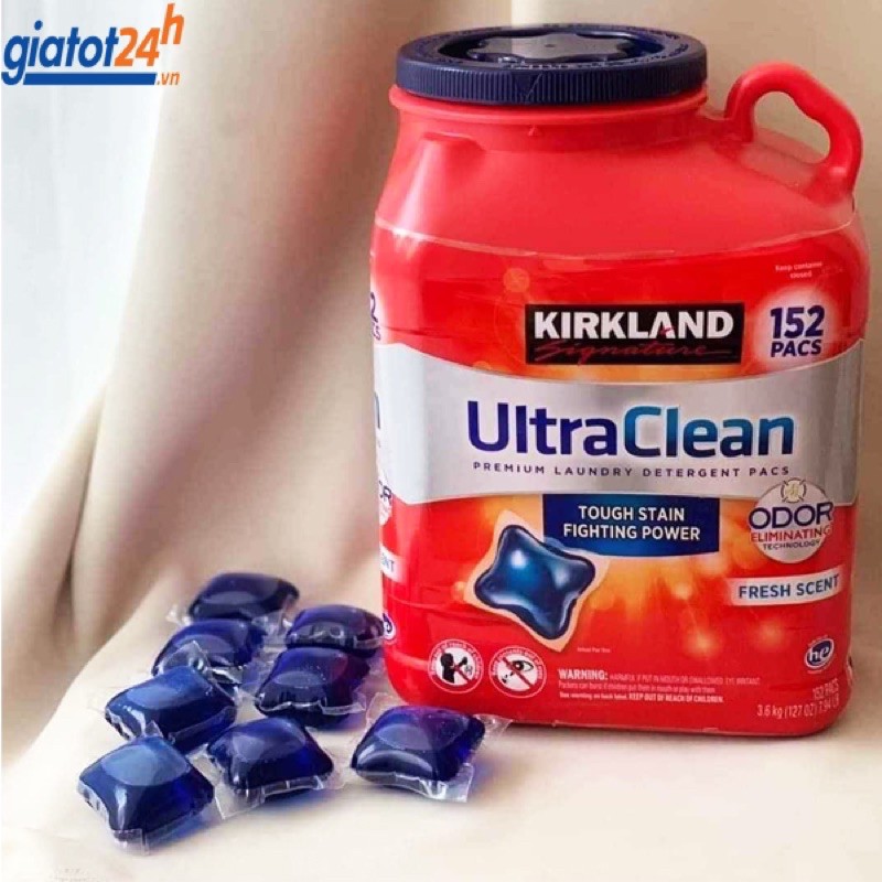Viên giặt Kirkland Ultra Clean 3.6kg 152 viên của Mỹ