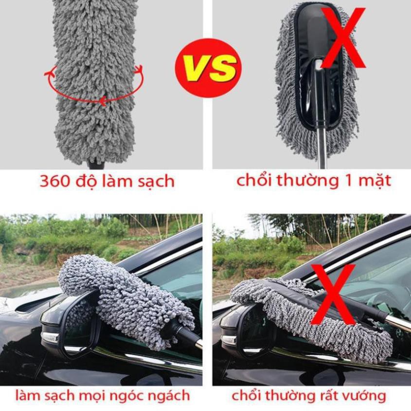 Chổi Lau Bụi Sợi Dầu Đa Năng, Vệ Sinh Xe Ô Tô Nhà Cửa, Cán Rút Gọn