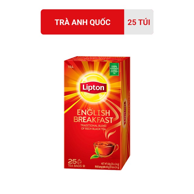 Trà LIPTON Anh Quốc Helium Breakfast (2 - 2.4g x 25 Gói)