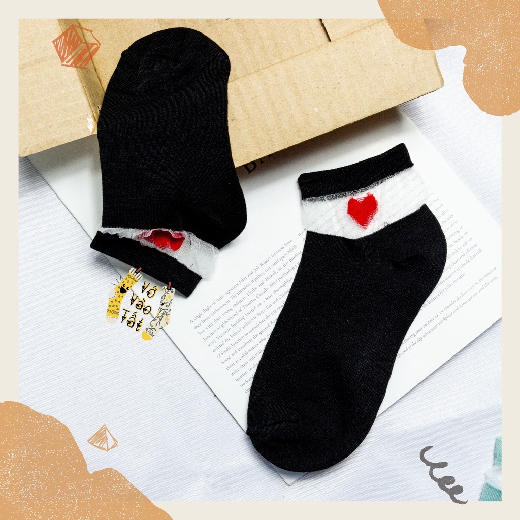 TẤT VỚ NỮ CỔ NGẮN TIM TRONG SUỐT