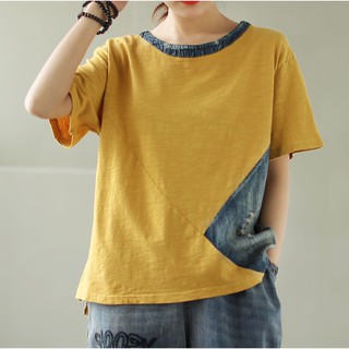 Áo thun nữ freesize form rộng vải cotton 100% cao cấp phối 2 màu viền cổ thời trang phong cách Nhật Bản Akira Store