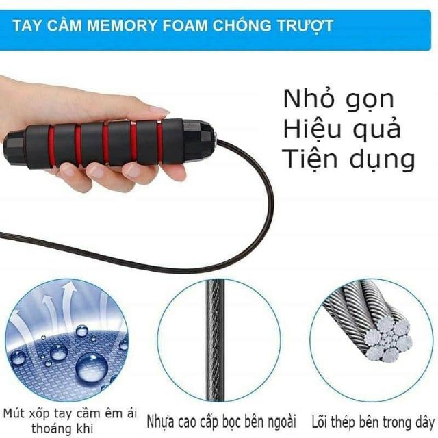 Dây nhảy lõi thép thể dục - Dây nhẩy thể dục cao cấp loại đẹp có hộp