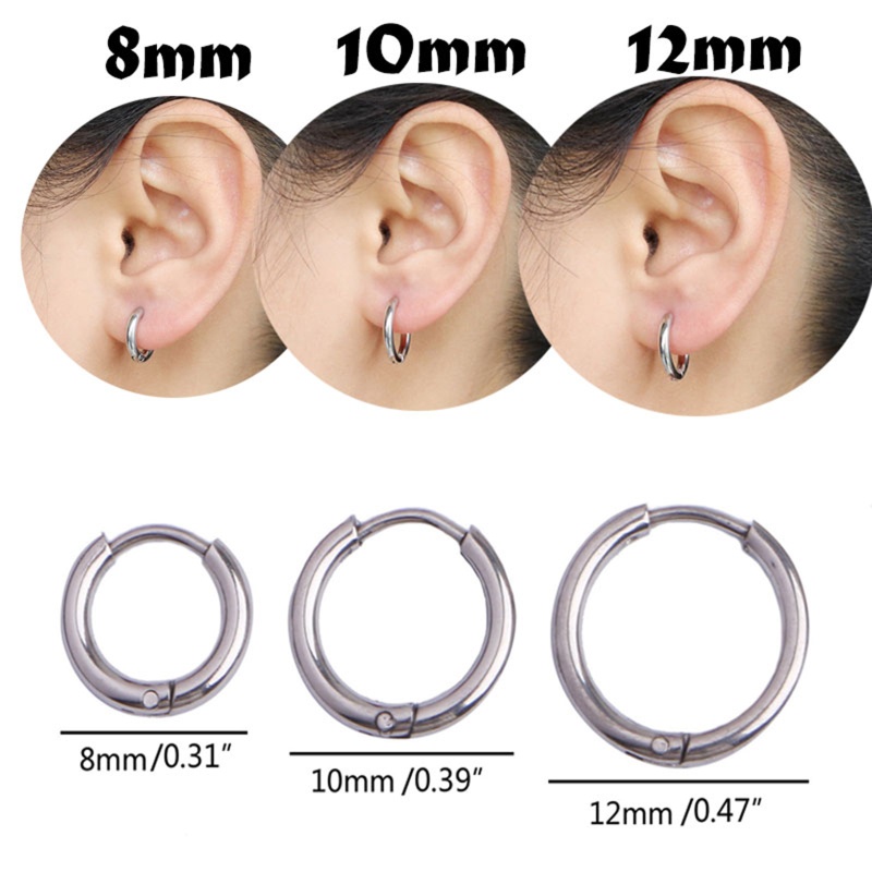 Set 6 Khuyên Tai Tròn Nhỏ Bằng Thép Không Gỉ Đơn Giản Cho Nữ