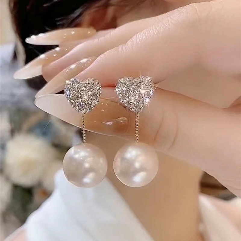 Bông Tai Đính Ngọc Trai Giả Toàn Bộ