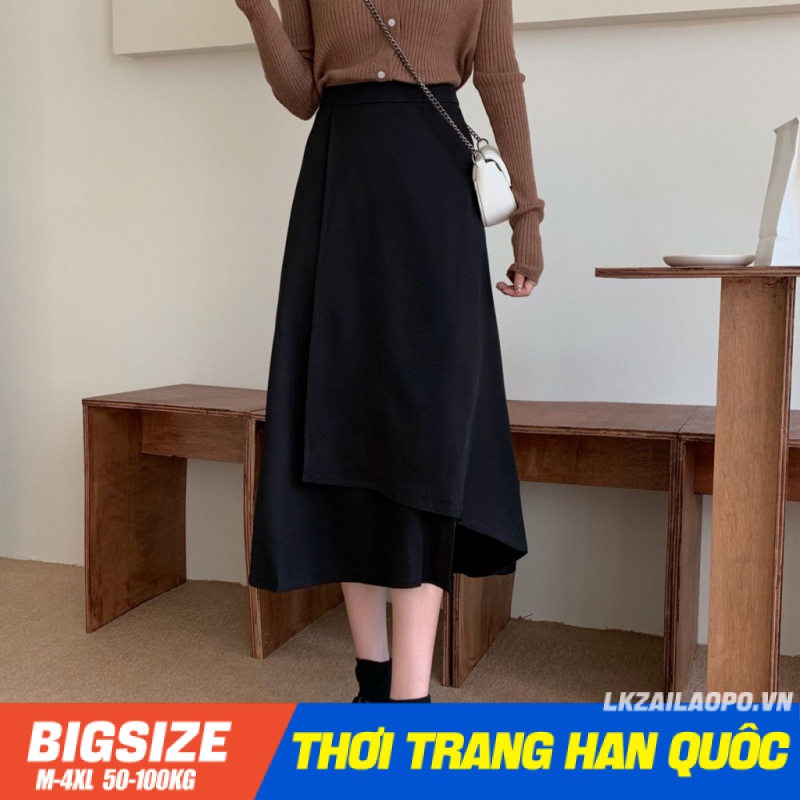 chân váy dáng dài Bigsize chân váy nữ lưng cao cạp cao chữ a mùa xuân hè Phong cách Hàn Quốc Thời Trang sang chảnh cá tính xinh đẹp quảng châu cao cấp