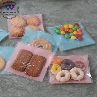 100 Cái / lốc Túi Kẹo Chấm Tươi Bánh Trung Thu Bánh Ngọt Bao Bì Túi Tự Dính Bánh Quy Túi