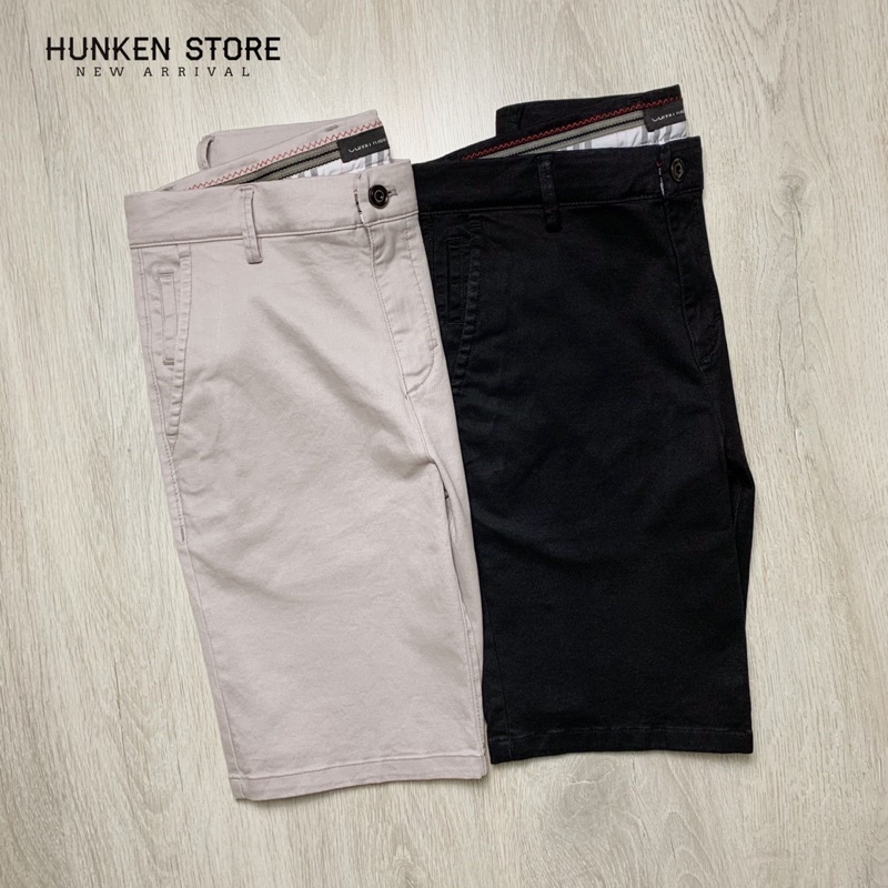 Quần đùi kaki nam CK cao cấp đẹp tinh tế Quần ngố chinos Short lửng basic vải dày dặn co giãn màu Xám Đen | HunKen Store