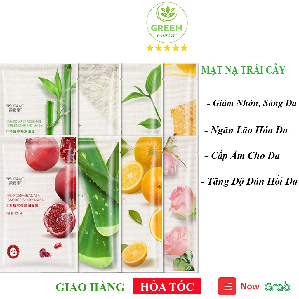 Mặt Nạ Dưỡng Trắng Trái Cây  - Mặt nạ Cấp Ẩm Giảm Mụn Mask Nội Địa Cao Cấp 8 Vị Thiên Nhiên- Green Comestic