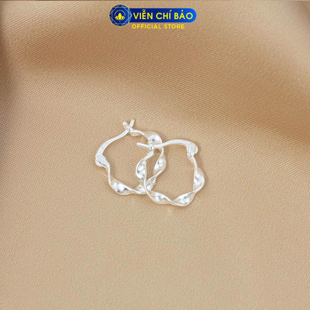 Bông tai bạc nữ sóng lượn chất liệu bạc 925 thời trang phụ kiện trang sức Viễn Chí Bảo B400775