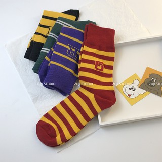 Vớ Cổ Cao Kẻ Sọc In Chữ Harry Potter Phong Cách Hàn Quốc