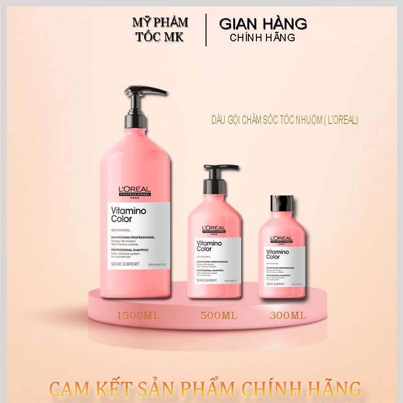 Dầu gội loreal phục hồi giữ mầu tóc nhuộm Serie Expert Vitamino Color 1500ml-500ml-300ml