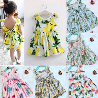 Váy Lanh Thắt Nơ Lưng Cho Bé Gái