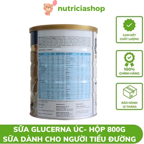 Sữa bột Glucerna hộp 850gr sữa dinh dưỡng cho người đái tháo đường  và tiểu đường thai kì