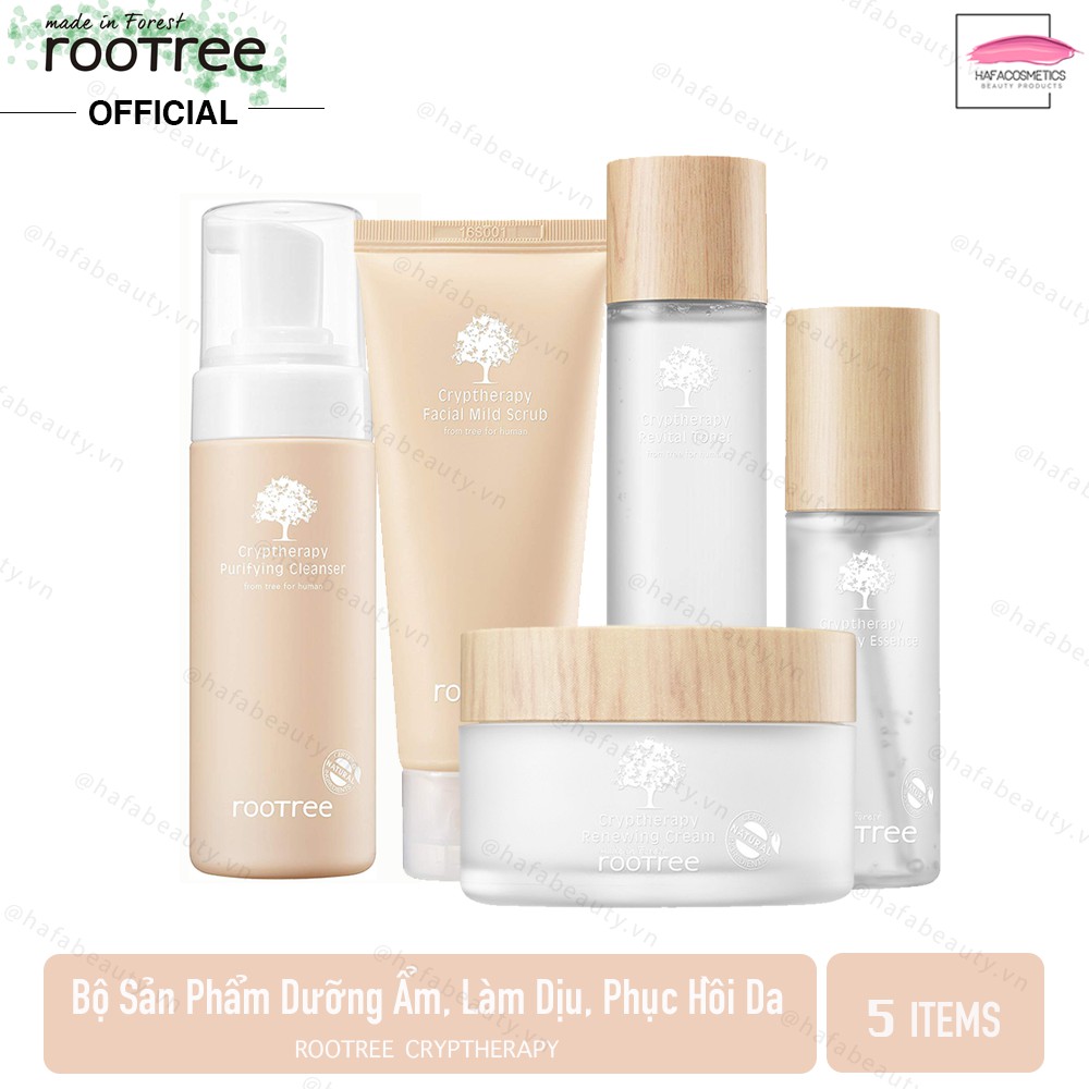 Bộ sản phẩm dưỡng ẩm, làm dịu, phục hồi da Rootree Crytheraphy