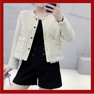 [SALE] 🌺 Áo khoác dạ 2 lớp viền tua rua 🌺 [Có sẵn - QC Loại 1]