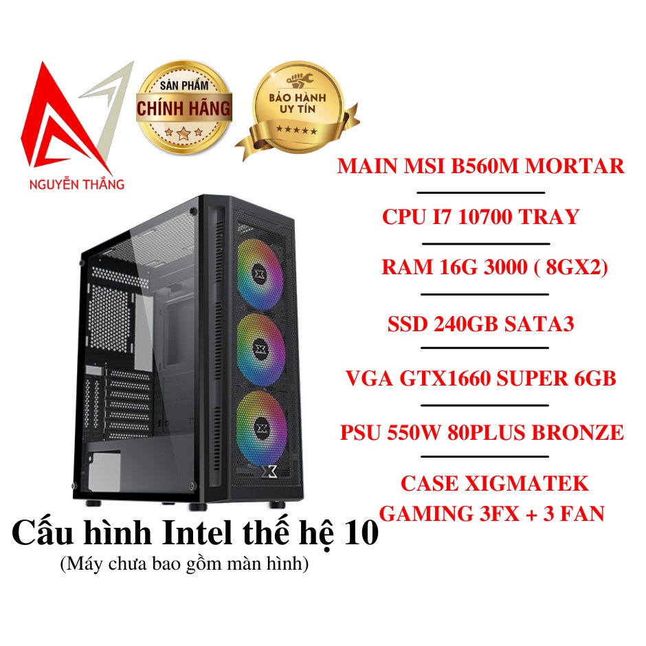 CẤU HÌNH NTC VIP GAMING I7 THẾ HỆ 10 ( I7 10700 - RAM 16GB - GTX1660SUPER 6GB)