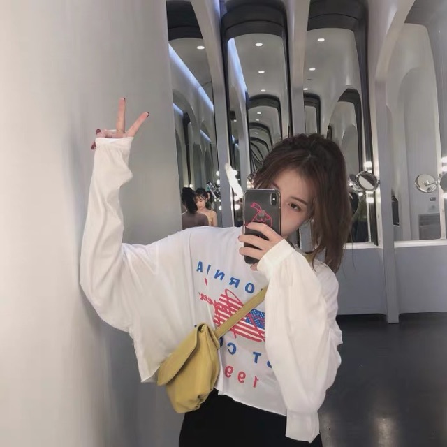 Áo croptop cờ Mỹ dài tay KAN0819