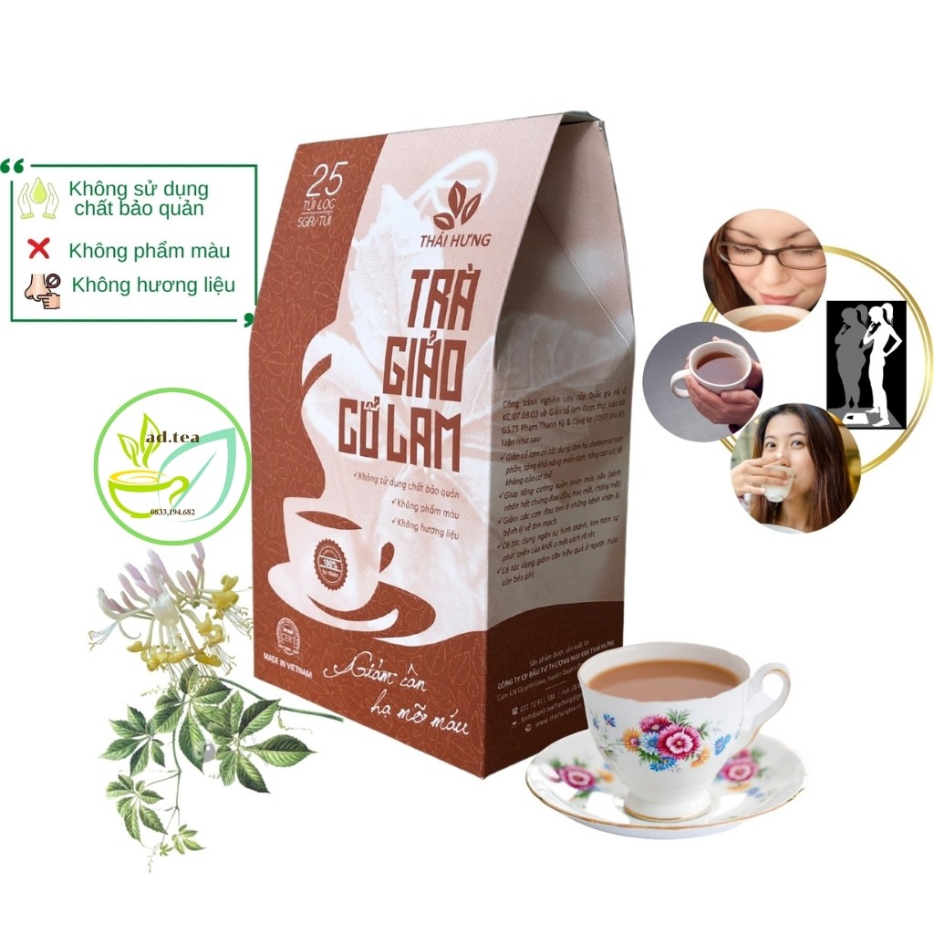 Trà Túi Lọc Giảo Cổ Lam, Giảm Cân, Hạ Mỡ Máu - 25 Túi lọc 125gr / ad.tea