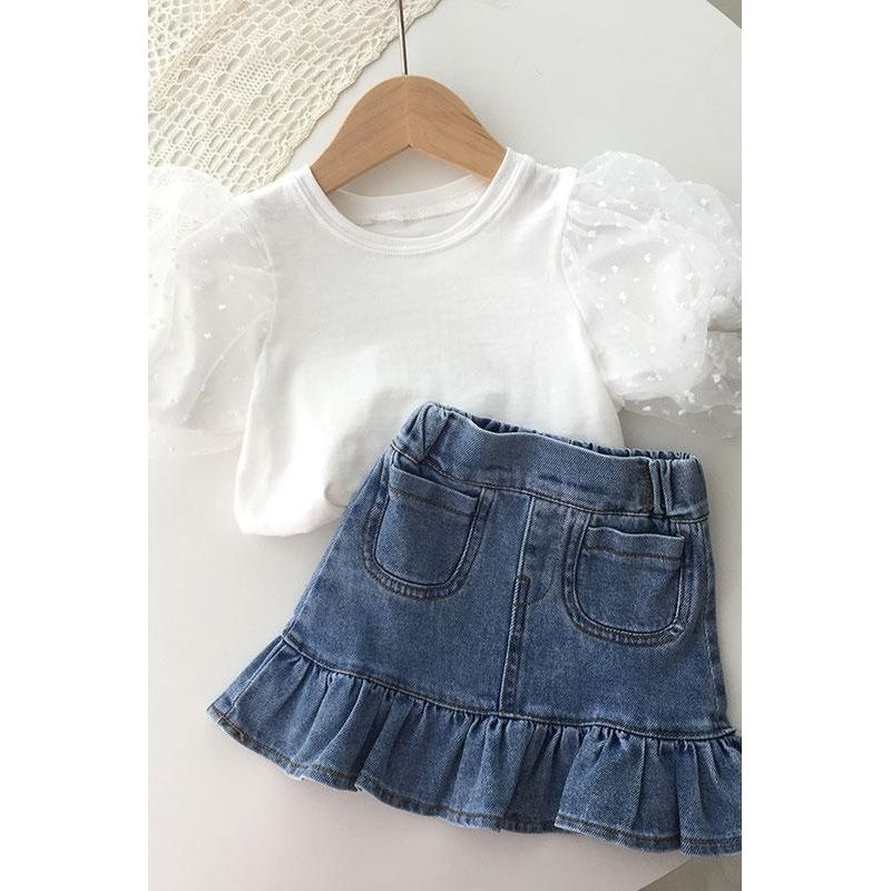 Chân Váy Denim Ngắn Đuôi Cá Thời Trang Mùa Hè Hàng Mới Cho Bé Gái