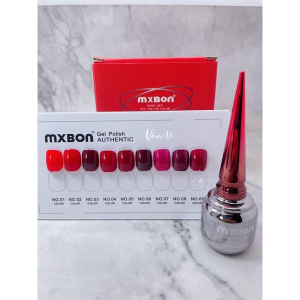 sơn gel mxbon set đỏ 9 màu lên màu chuẩn đẹp
