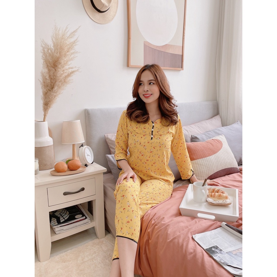đồ bộ mặc nhà ,đồ bộ nữ,bộ ngủ tay lỡ lụa loại 1 tay viền | BigBuy360 - bigbuy360.vn