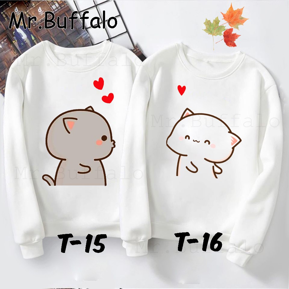 Áo đôi sweater nam nữ thu đông hình mèo Mochi cực đáng yêu Mr.Buffalo