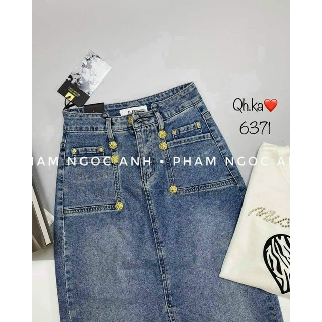 Chân váy jeans dài cúc hàng QCL1
