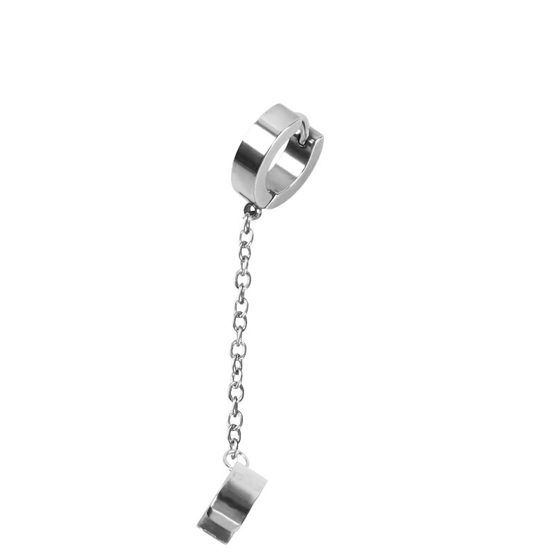 Khuyên tai dạng kẹp không đau màu bạc bằng inox thời trang punk cho nam và nữ