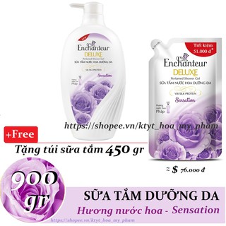 Enchanteur - Sữa tắm hương nước hoa dưỡng da Sensation 900 gr + Tặng Túi sữa tắm 450 gr