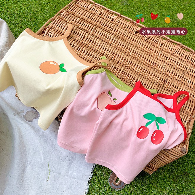 Áo Thun Ba Lỗ Họa Tiết Trái Cây Thoải Mái Năng Động Cho Bé Gái