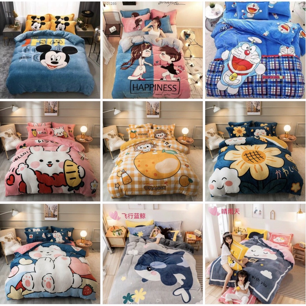 SÉT VỎ CHĂN GA GỐI NỈ NHUNG 3D CAO CẤP( ib chọn mẫu )