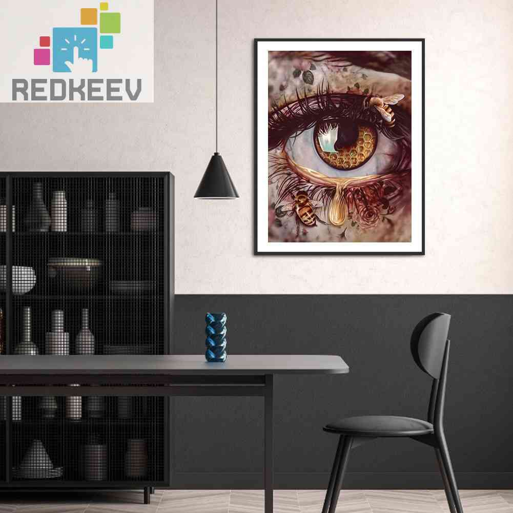 Bộ Tranh Đính Đá 5D Toàn Diện Họa Tiết Đôi Mắt Trừu Tượng Độc Đáo DIY