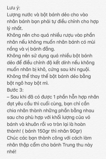 Nhân thập cẩm bánh trung thu 100gr 10 vị kèm công thức