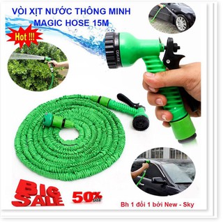 Vòi Tưới Rau - Vòi Xịt Nước Giãn Nở Thông Minh Cao Cấp Dài 15M, Dây Bơm Nước Co Giãn