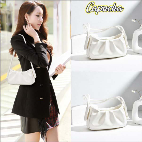 Túi xách nữ đeo vai đeo chéo 2 quai, kiểu dáng bánh bèo chất da mềm mịn Capucha T91