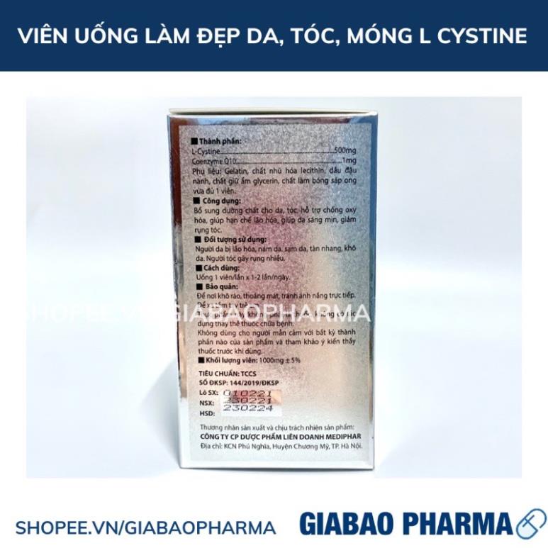 Viên Uống L-Cystine Bổ Sung Tổng Hợp Cải Thiện Tình Trạng Làm Đẹp Tóc,Móng,Da Tốt Hơn