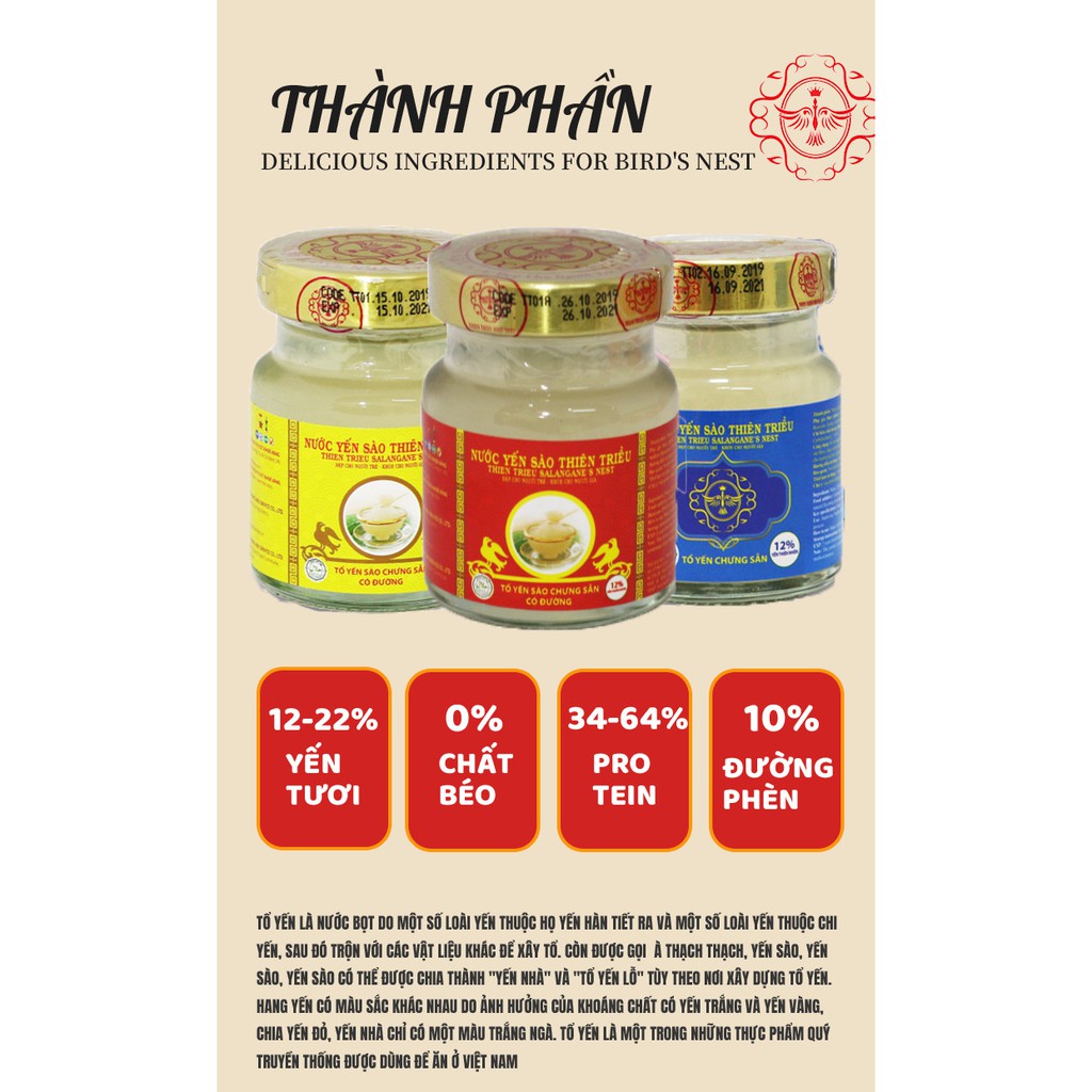 Lọ 1 x 70 ml Yến Sào Thiên Triều Cao Cấp 12% Yến Tươi