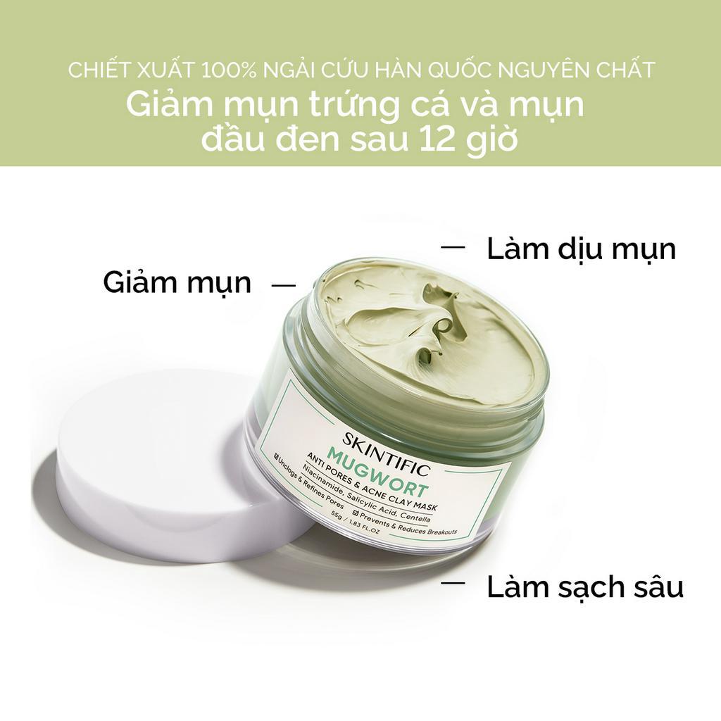 Bộ đôi Mặt nạ đất sét ngải cứu giảm mụn SKINTIFIC 55g