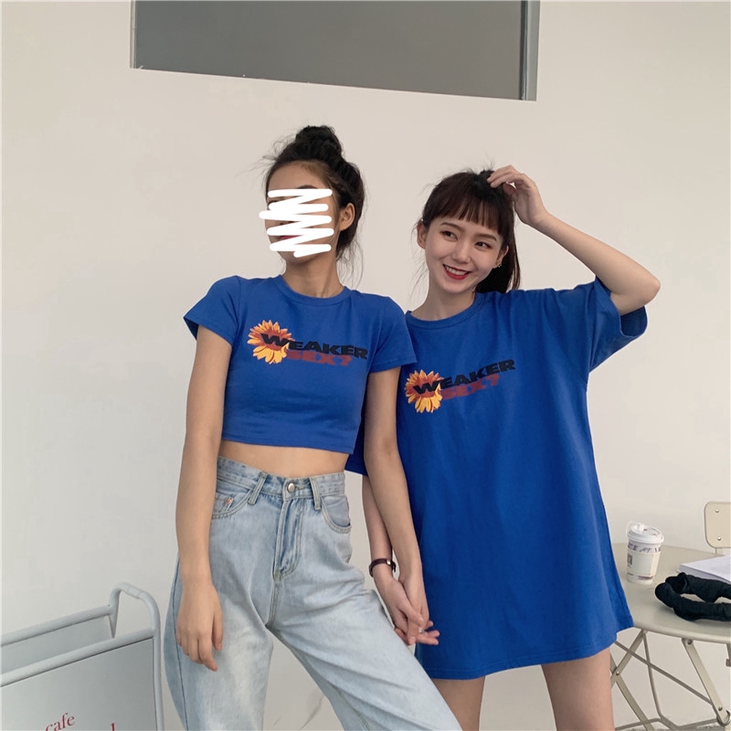 SUXI Áo Thun Dáng Rộng In Hình Hoa Cúc Xinh Xắn Thời Trang Mùa Hè Dành Cho Nữ